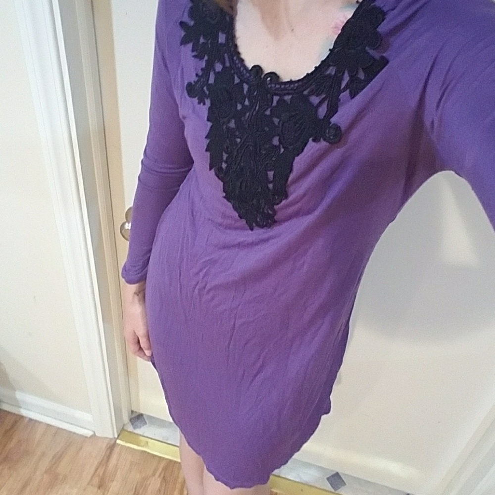 Young Fabulous Broke Shirt Dress Purple Black